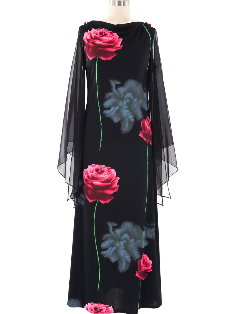 Rose Printed Jersey Maxi Dress Dress arcadeshops.com