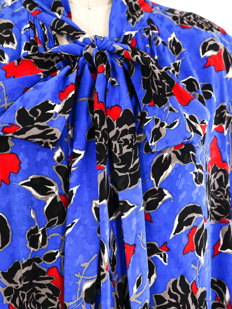 Yves Saint Laurent Floral Printed Silk Dress Dress arcadeshops.com