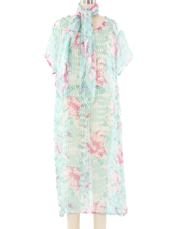 Floral Printed Chiffon Dress Ensemble Dress arcadeshops.com