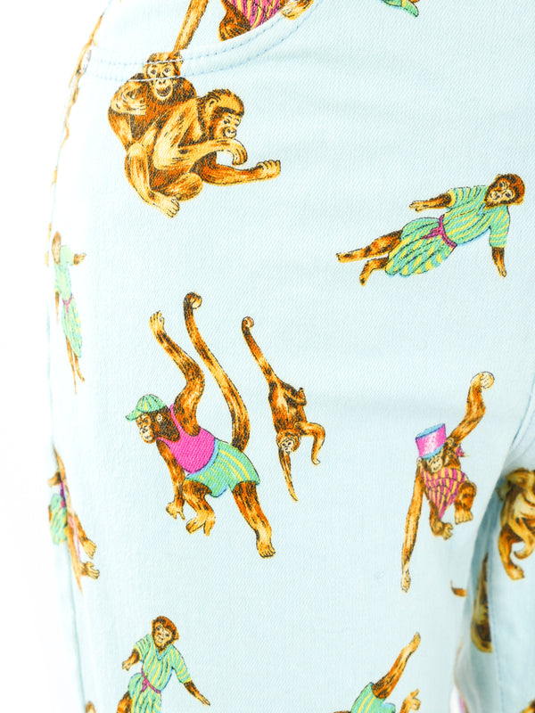 Gianni Versace Monkey Printed Jeans Bottom arcadeshops.com