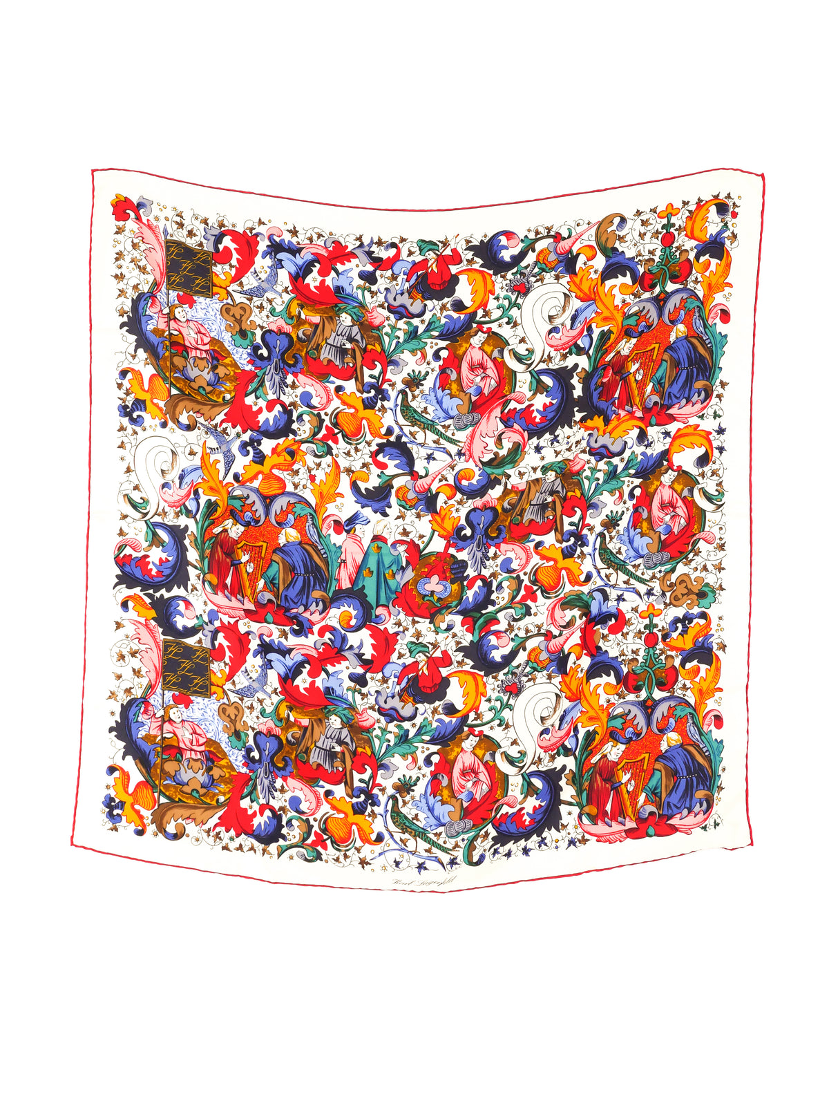 Foulard Carré (bandana) En Soie Karl Lagerfeld - Multicolore - Fabriqué En Italie - Occasion