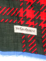 Yves Saint Laurent Oversized Plaid Wool Scarf Accessory arcadeshops.com