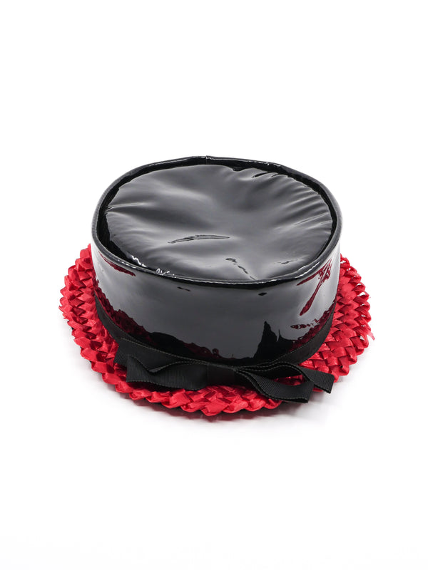 Raffia Trimmed Patent Hat Accessory arcadeshops.com