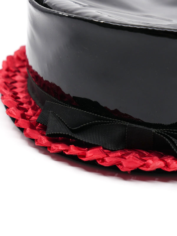Raffia Trimmed Patent Hat Accessory arcadeshops.com