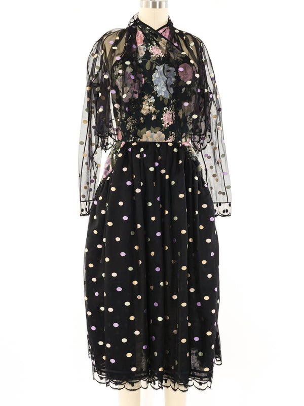 Geoffrey Beene Floral Polka Dot Halter Dress Dress arcadeshops.com