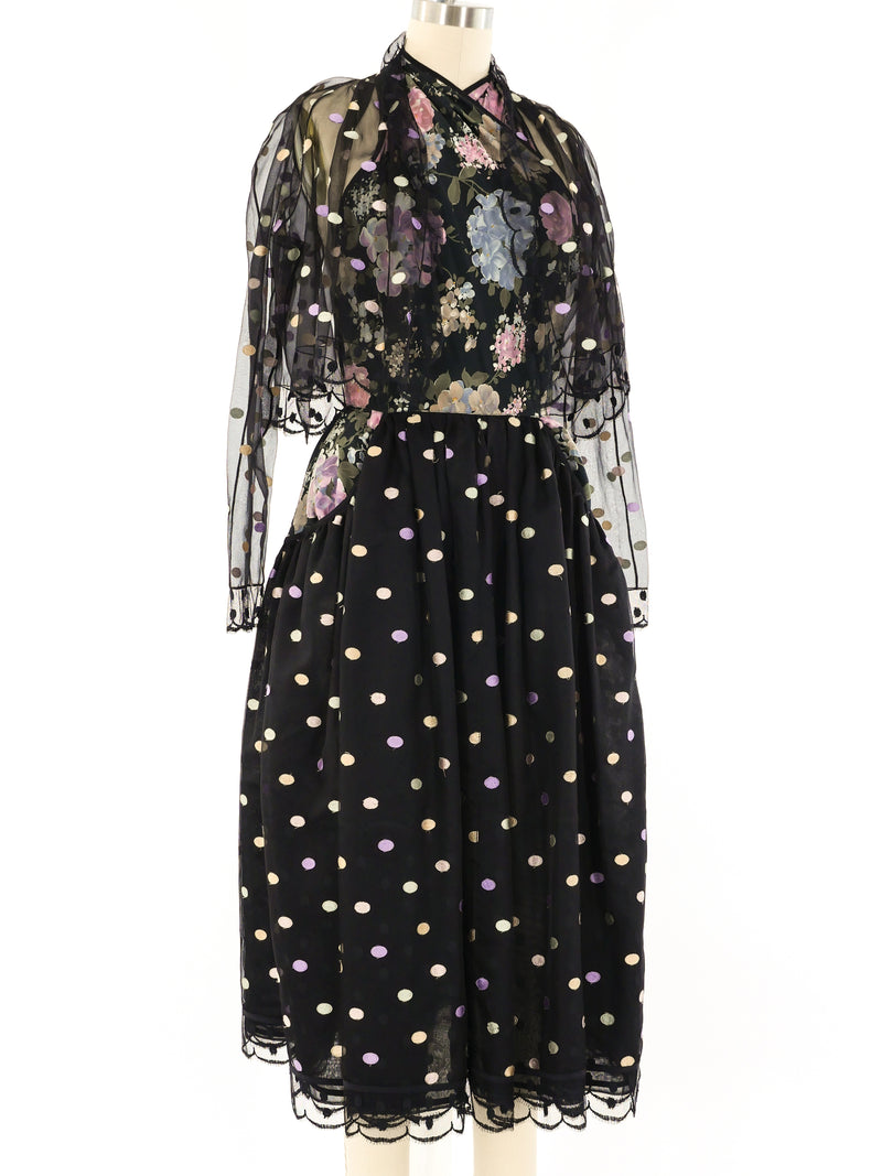 Geoffrey Beene Floral Polka Dot Halter Dress Dress arcadeshops.com