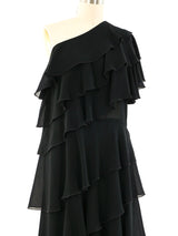Lillie Rubin Tiered Ruffle One Shoulder Gown Dress arcadeshops.com