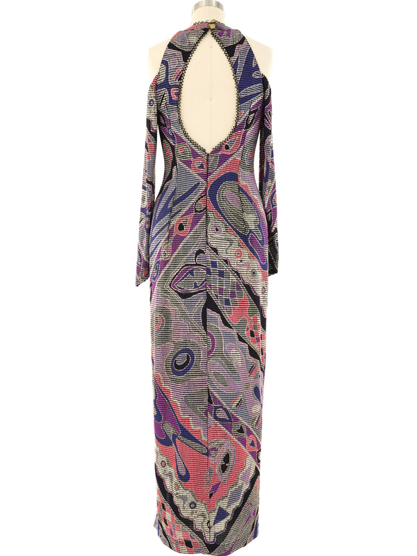 Open Shoulder Metallic Mosaic Maxi Dress Dress arcadeshops.com