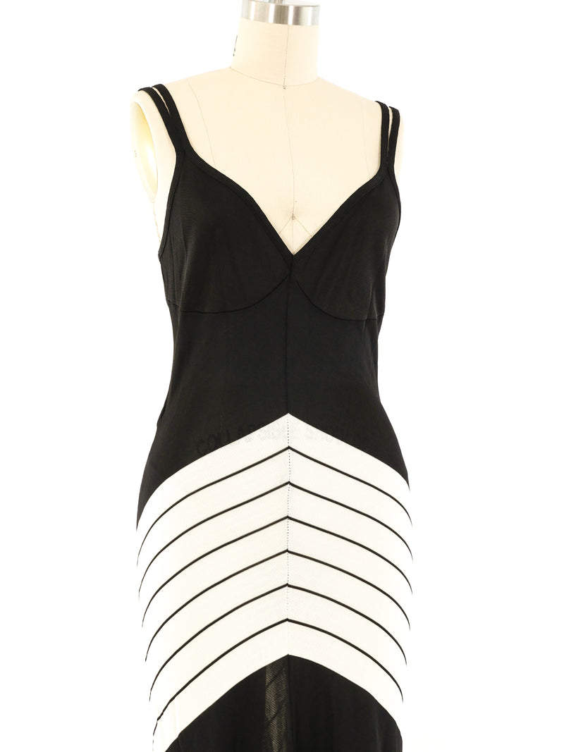 Thierry Mugler Black and White Knit Tank Dress Dress arcadeshops.com