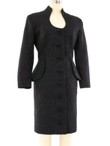 Travilla Black Brocade Button Front Dress Dress arcadeshops.com