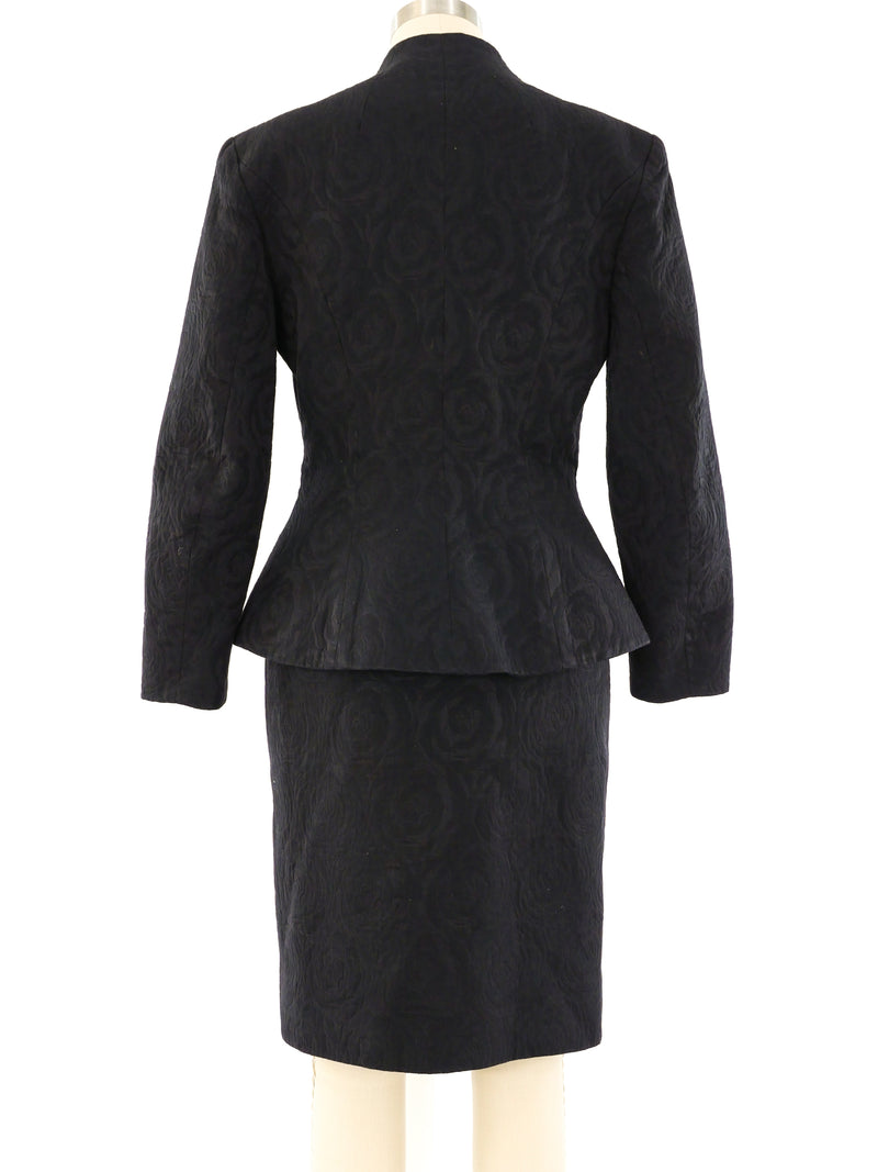 Travilla Black Brocade Button Front Dress Dress arcadeshops.com