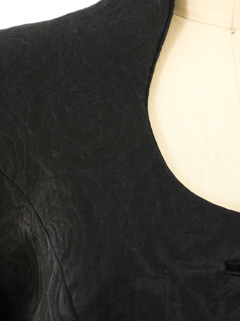 Travilla Black Brocade Button Front Dress Dress arcadeshops.com