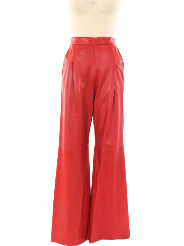 Yves Saint Laurent Red Leather Trousers Bottom arcadeshops.com