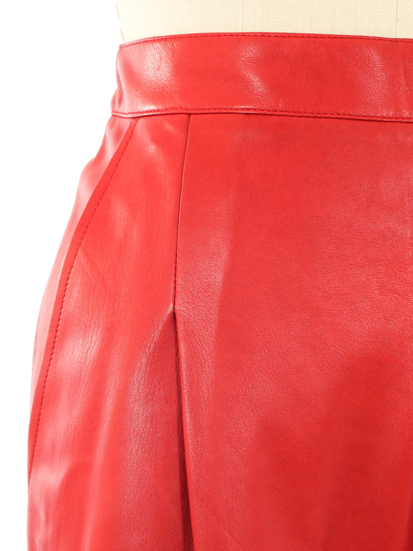 Yves Saint Laurent Red Leather Trousers Bottom arcadeshops.com