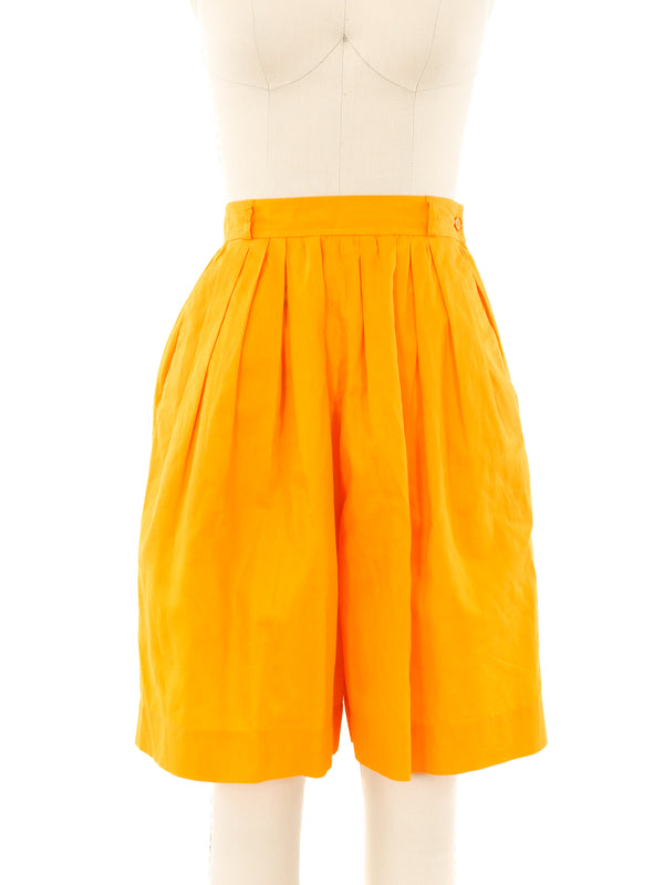 Yves Saint Laurent Marigold Pleated Shorts Bottom arcadeshops.com