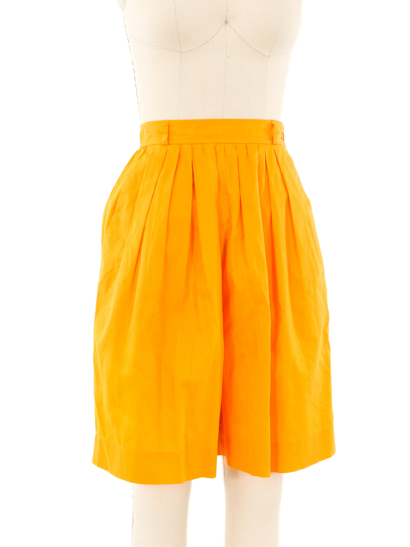Yves Saint Laurent Marigold Pleated Shorts Bottom arcadeshops.com