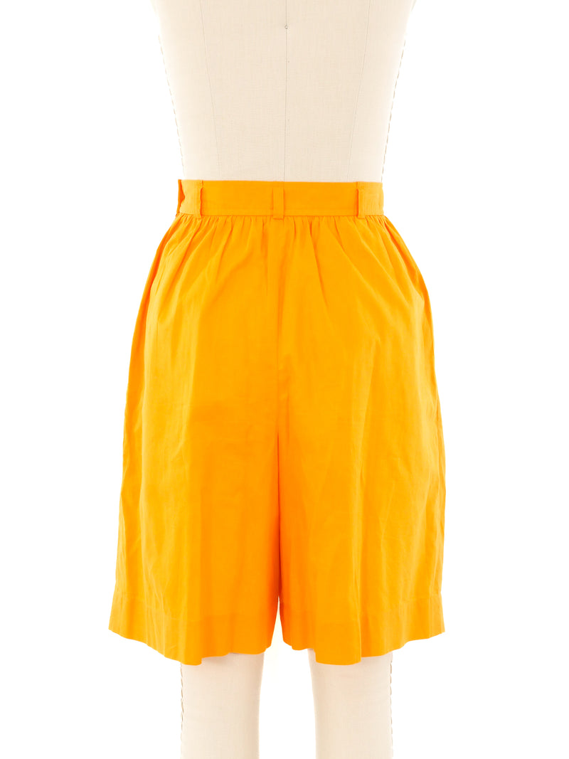Yves Saint Laurent Marigold Pleated Shorts Bottom arcadeshops.com