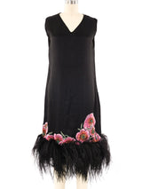 1920's Feather Trimmed Dress Dress arcadeshops.com