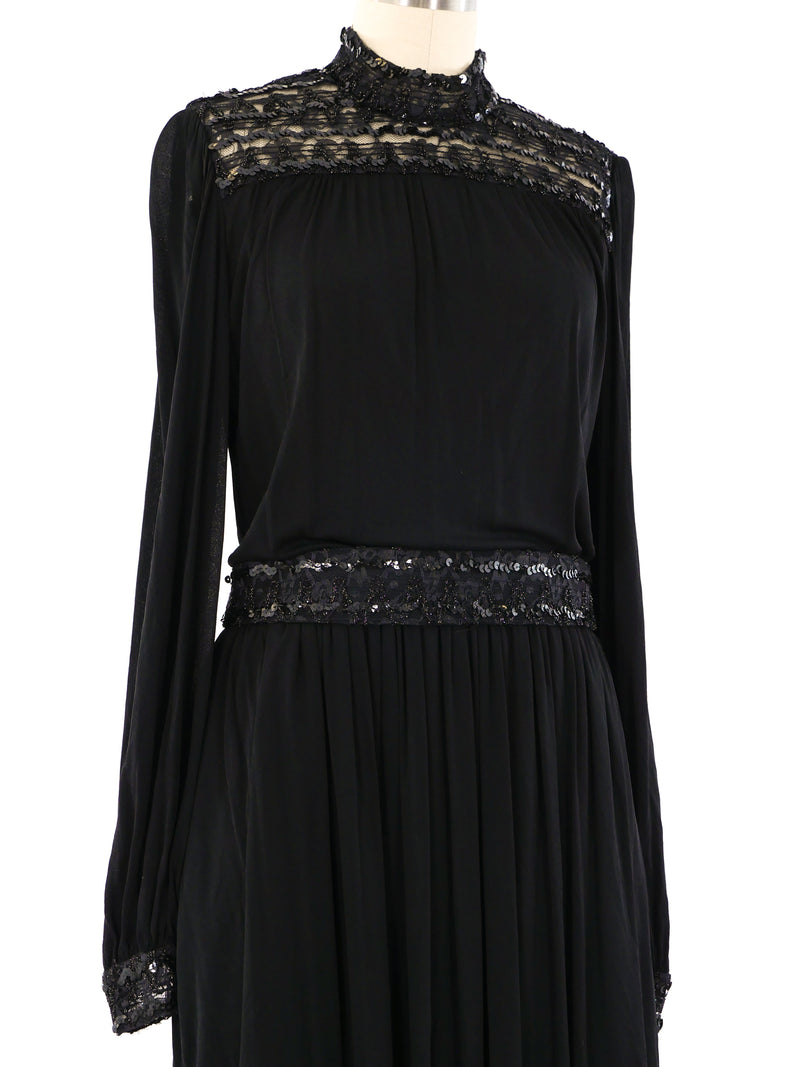 Pierre Cardin Sequin Trimmed Chiffon Dress Dress arcadeshops.com