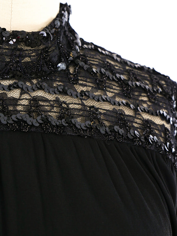 Pierre Cardin Sequin Trimmed Chiffon Dress Dress arcadeshops.com