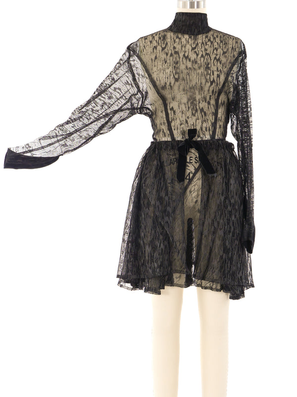 Alaia Sheer Lace Fit and Flare Dress Dress arcadeshops.com