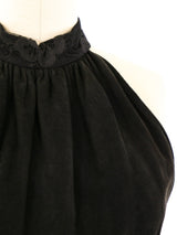 Lace Trimmed Suede Maxi Dress Dress arcadeshops.com