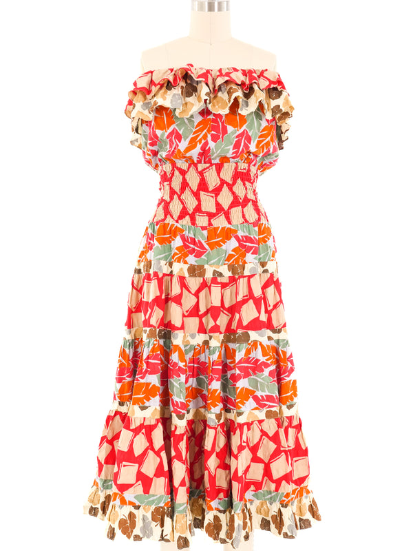 Diane Freis Mixed Print Ruffle Dress Dress arcadeshops.com