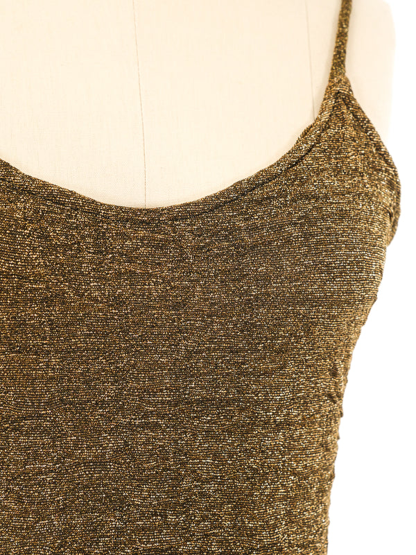 Metallic Gold Stretch Tank Dress Dress arcadeshops.com