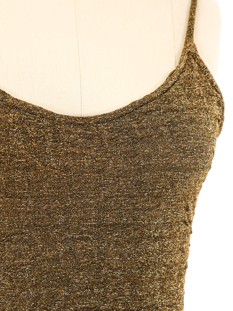 Metallic Gold Stretch Tank Dress Dress arcadeshops.com