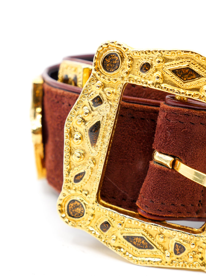 Escada Baroque Hardware Rust Suede Belt Accessory arcadeshops.com
