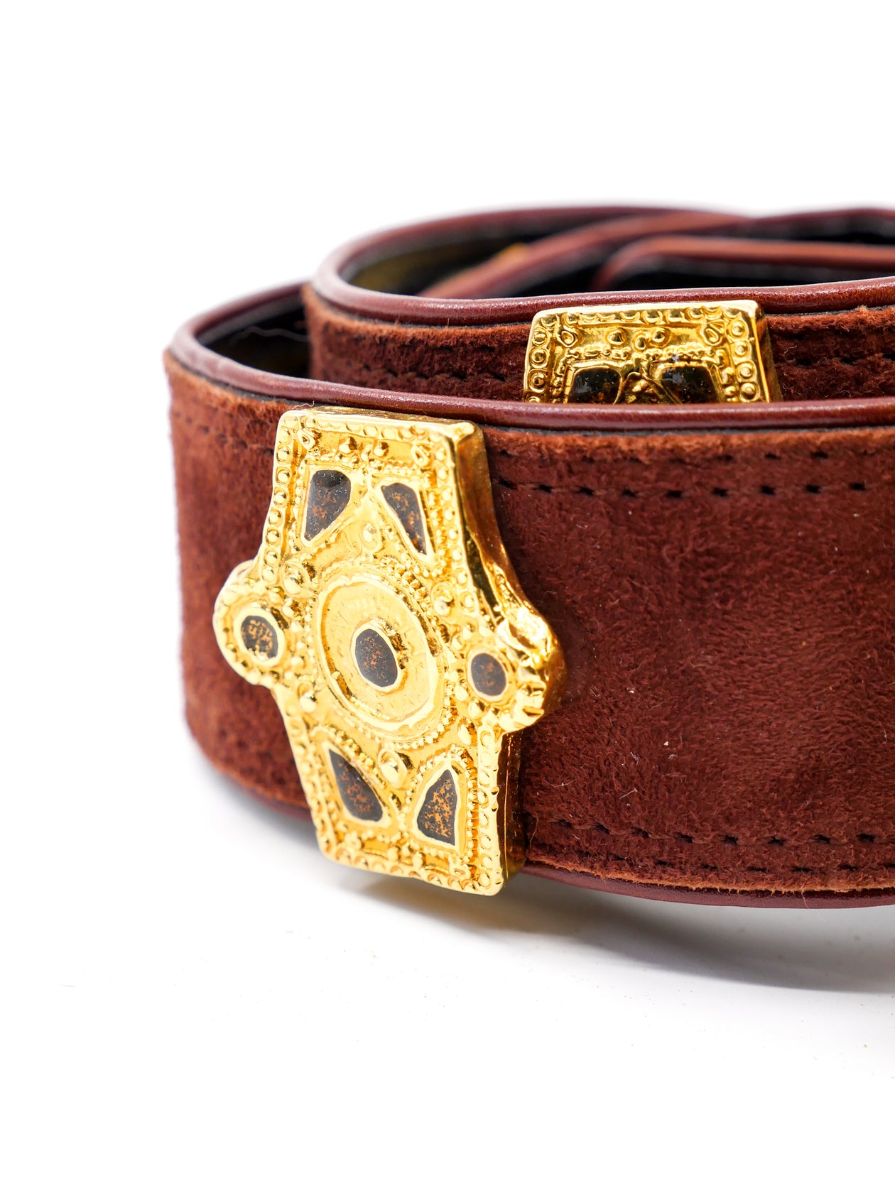 Escada Brown Leather Gold Hardware Belt