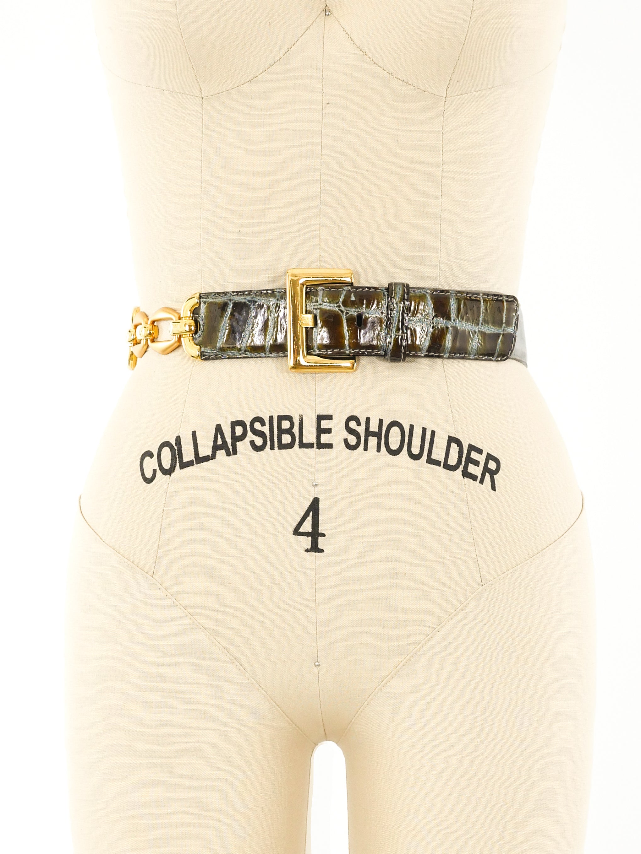 Escada Grey Suede and Embossed Croc Belt display picture 1