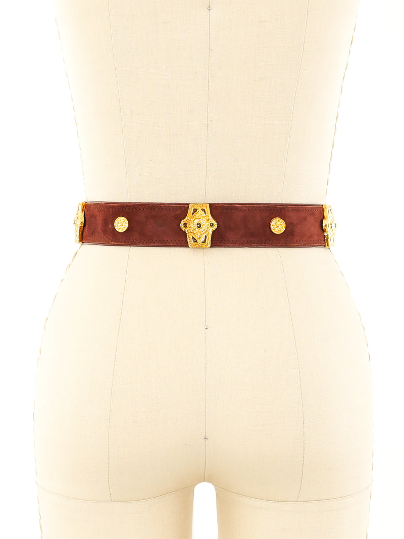 Escada Baroque Hardware Rust Suede Belt Accessory arcadeshops.com