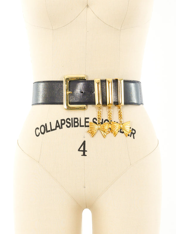 Escada Bow Charm Leather Belt Accessory arcadeshops.com
