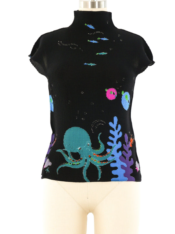 Issey Miyake Aquatic Printed Top Top arcadeshops.com