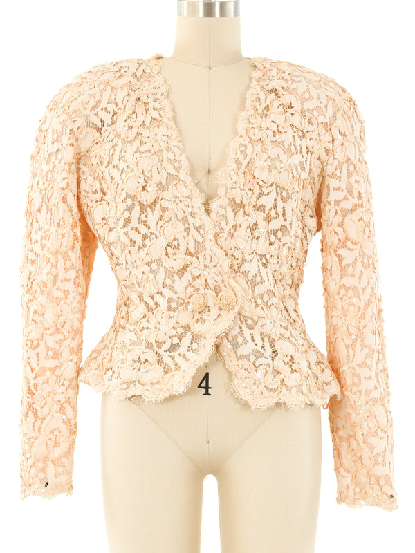 Victor Costa Embellished Lace Jacket Jacket arcadeshops.com