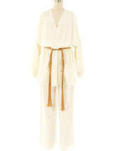 Oscar de la Renta Ivory Linen Ensemble Suit arcadeshops.com