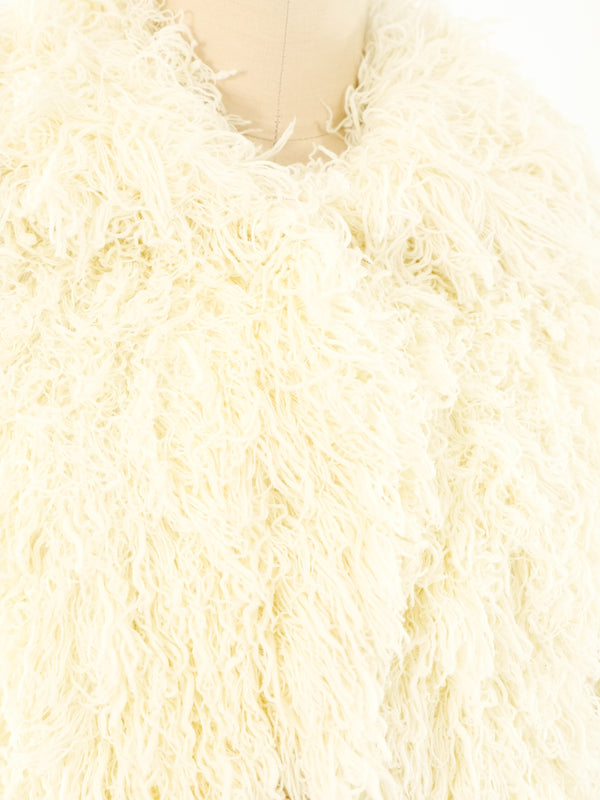 Ivory Yarn Shag Jacket Jacket arcadeshops.com