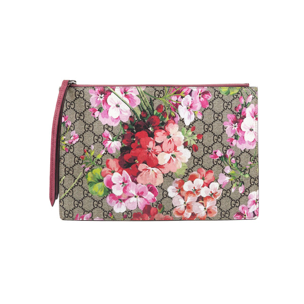 Gucci GG Supreme Monogram Blooms Large Zip Pouch