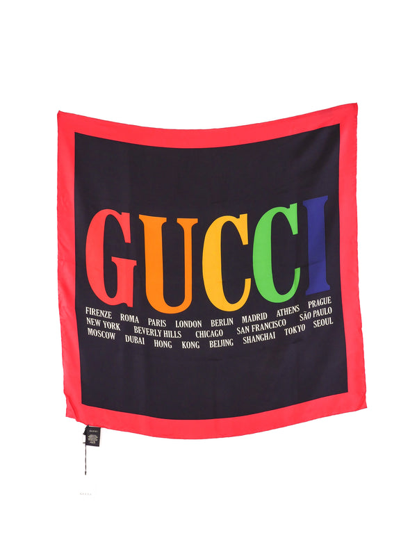 Gucci Rainbow Multiworld Silk Scarf Accessory arcadeshops.com