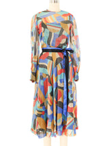 Arnold Scaasi Printed Silk Chiffon Dress Dress arcadeshops.com