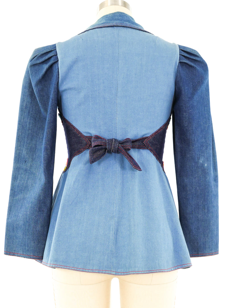 1970's Puff Sleeve Denim Blazer Jacket arcadeshops.com