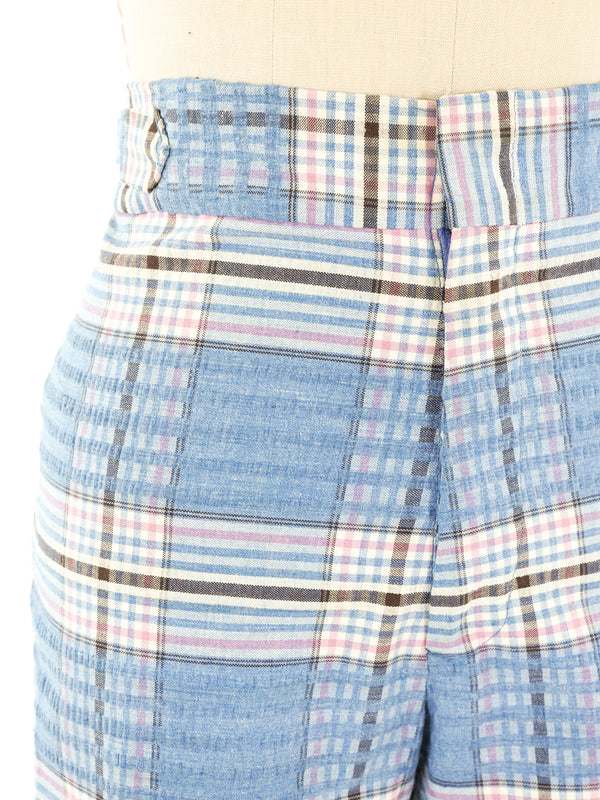 Seersucker Plaid Flare Pants Bottom arcadeshops.com