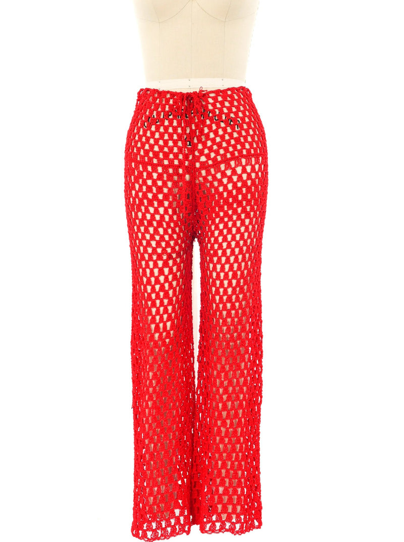 Red Crochet Pants Bottom arcadeshops.com