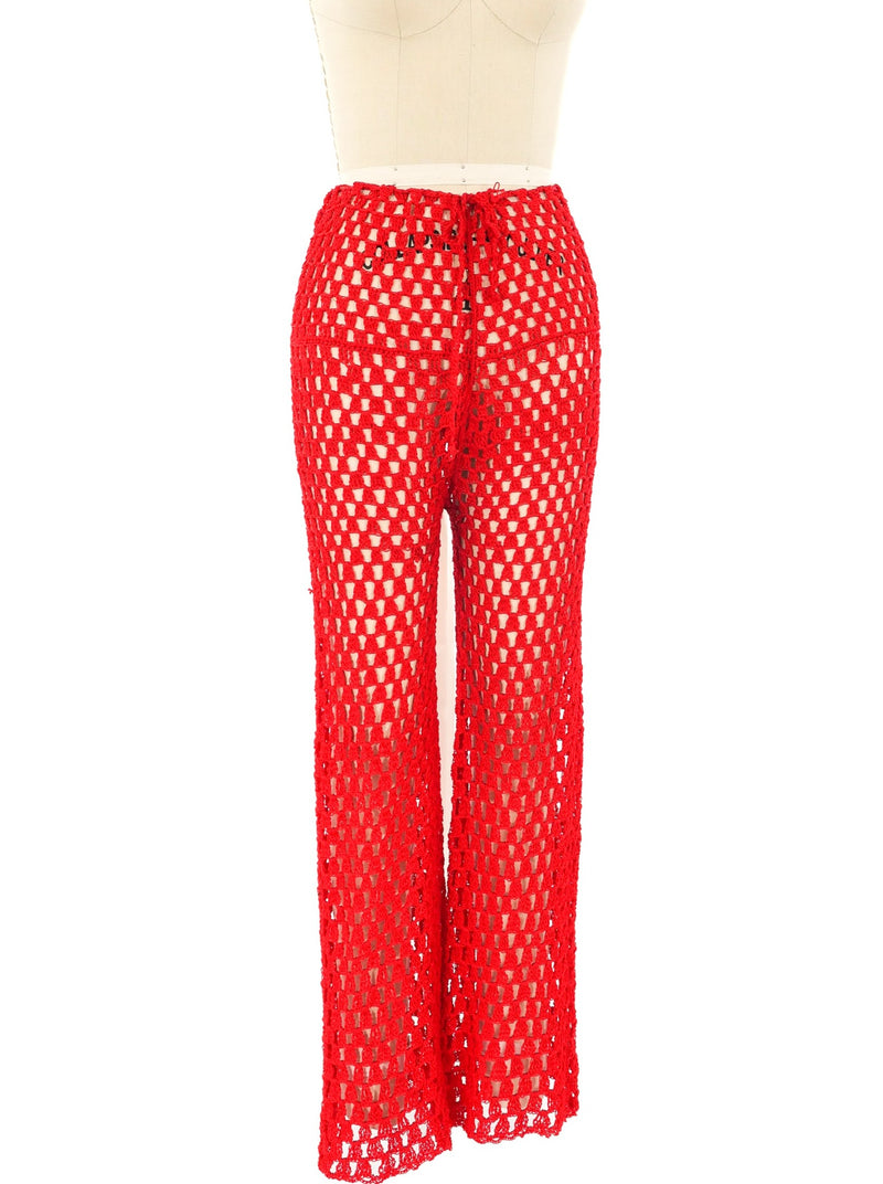 Red Crochet Pants Bottom arcadeshops.com