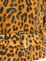 Leopard Printed Suede Motorcycle Jacket Jacket arcadeshops.com