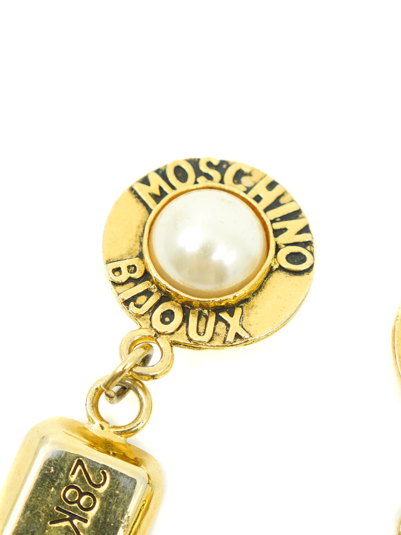 Moschino Gold Bar Earrings Accessory arcadeshops.com