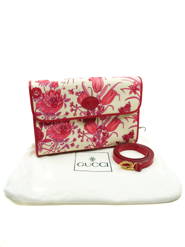 Gucci Pink Flora Convertible Clutch Accessory arcadeshops.com