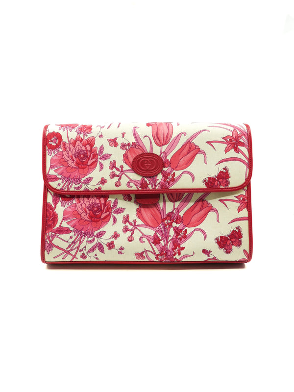 Gucci Pink Flora Convertible Clutch Accessory arcadeshops.com
