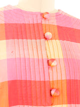 Thai Silk Pink Check Caftan Dress arcadeshops.com